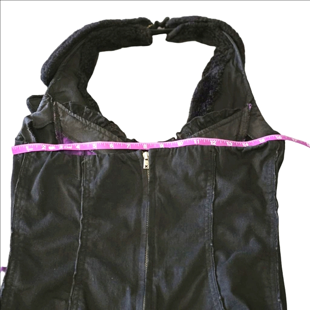 Lip Service Corset Vest Black Purple Striped Fur Collar Size Rare Vintage Punk - Picture 4 of 10